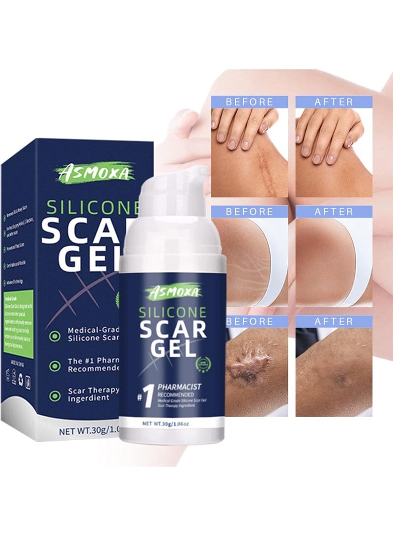 ASMOXA Silicone Scar Gel, Advanced Scar Cream for Surgical Scars, Burns, C-Section, Stretch Marks, Keloids, Fades Old & New Scars, Face & Body Scar Treatment, Smooths & Softens Skin, For Men & Women - Image 5